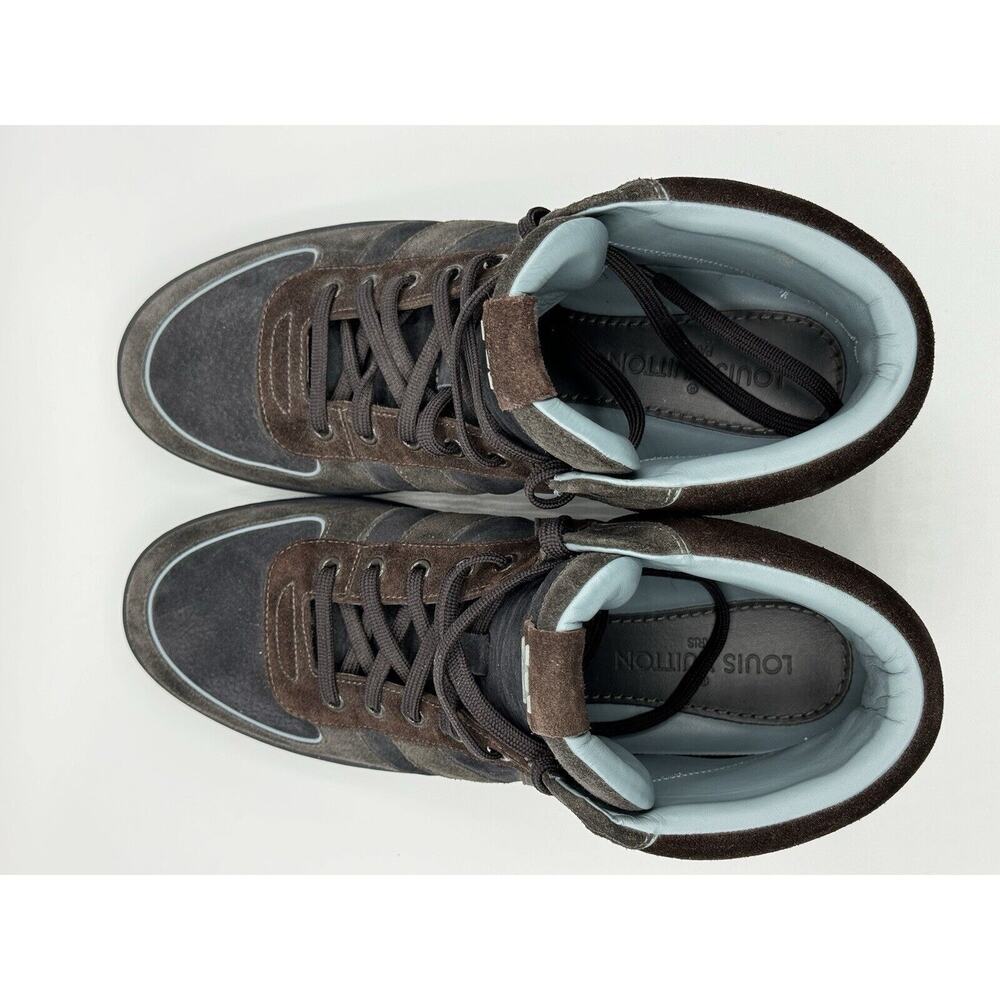 RARE!!! LOUIS VUITTON Tribe Blue Brown Suede Nubuck High Top Sneakers Sz LV 6.5 - Picture 8 of 16